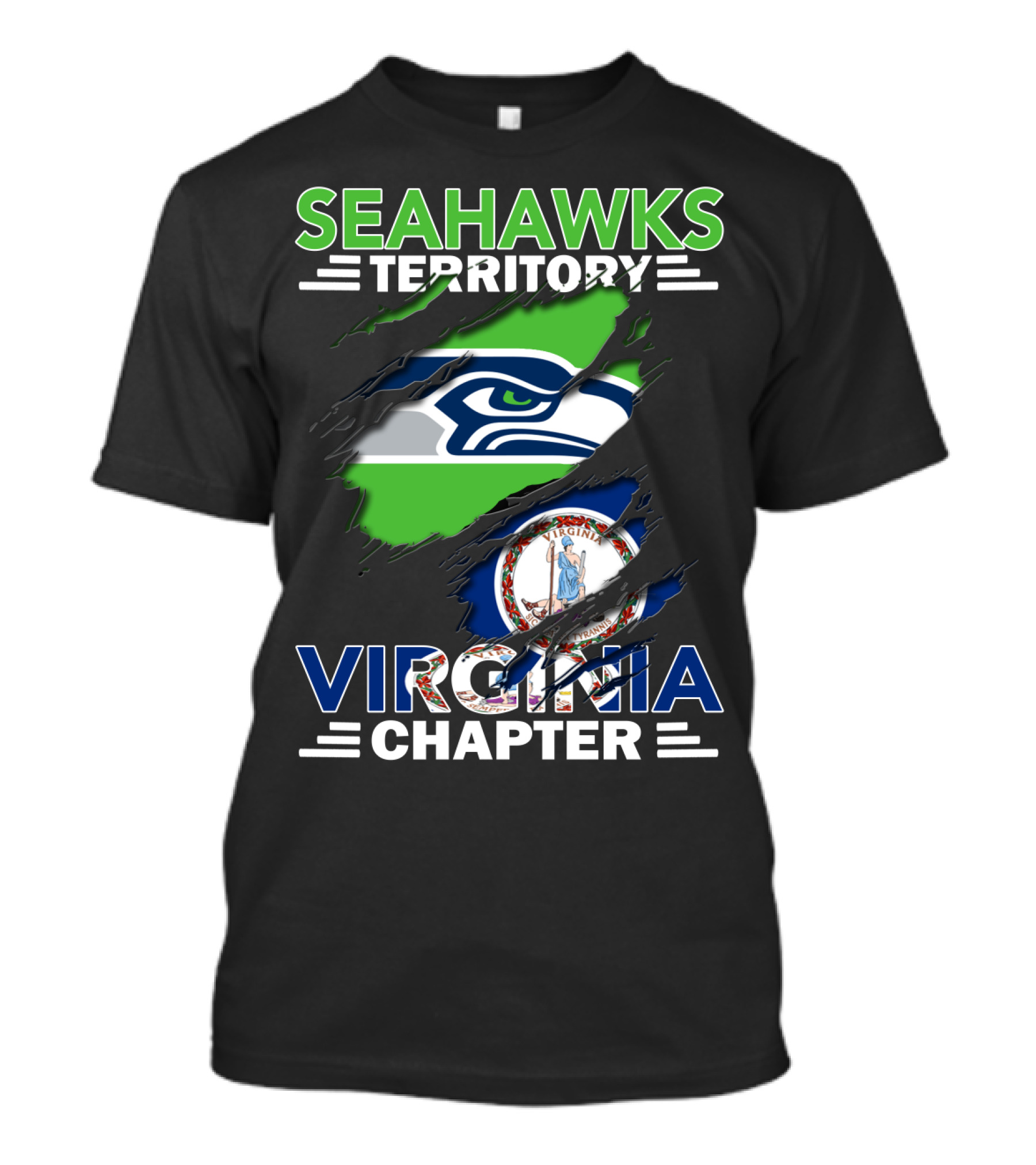 Seahawks Territory Virginia Chapter State Flag Logo T-Shirt