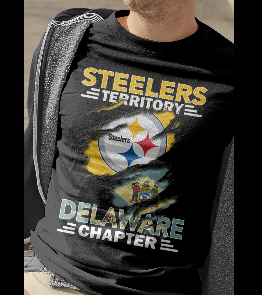Steelers Territory Delaware Chapter Steelers Logo And Delaware Flag T-Shirt