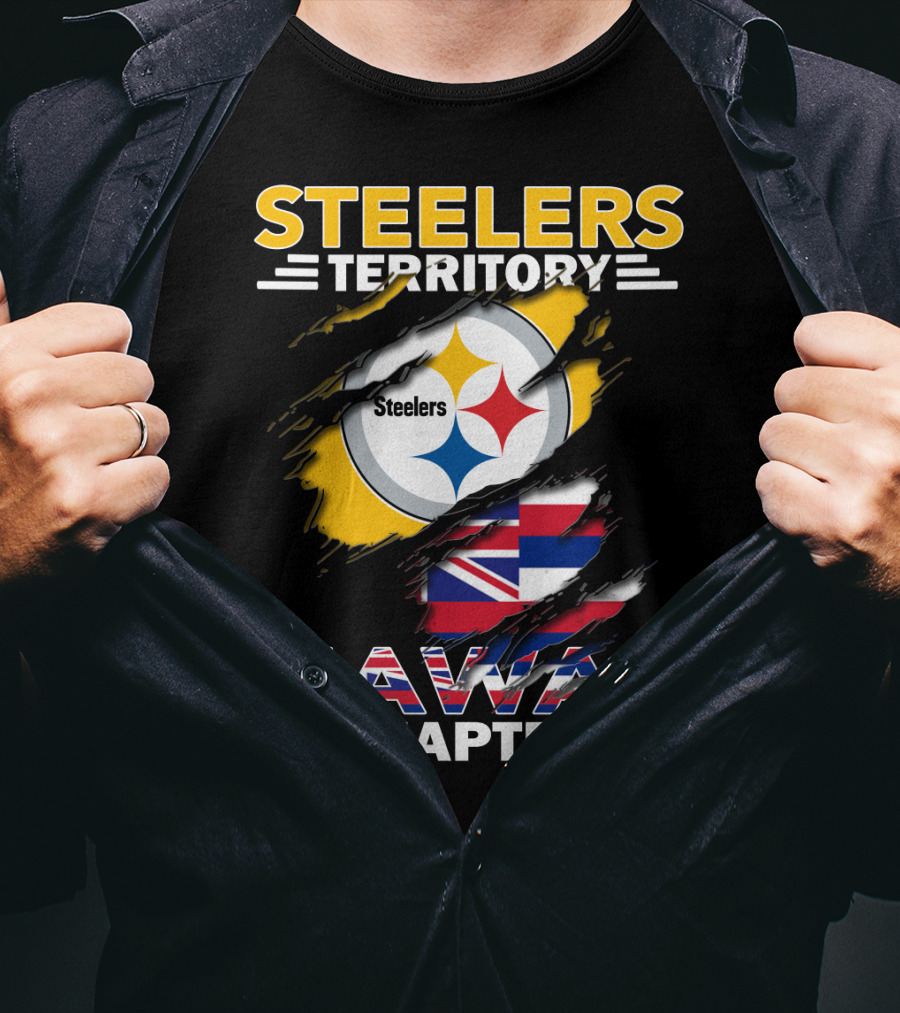Steelers Territory Hawaii Chapter Steelers Logo Hawaiian Flag T-Shirt