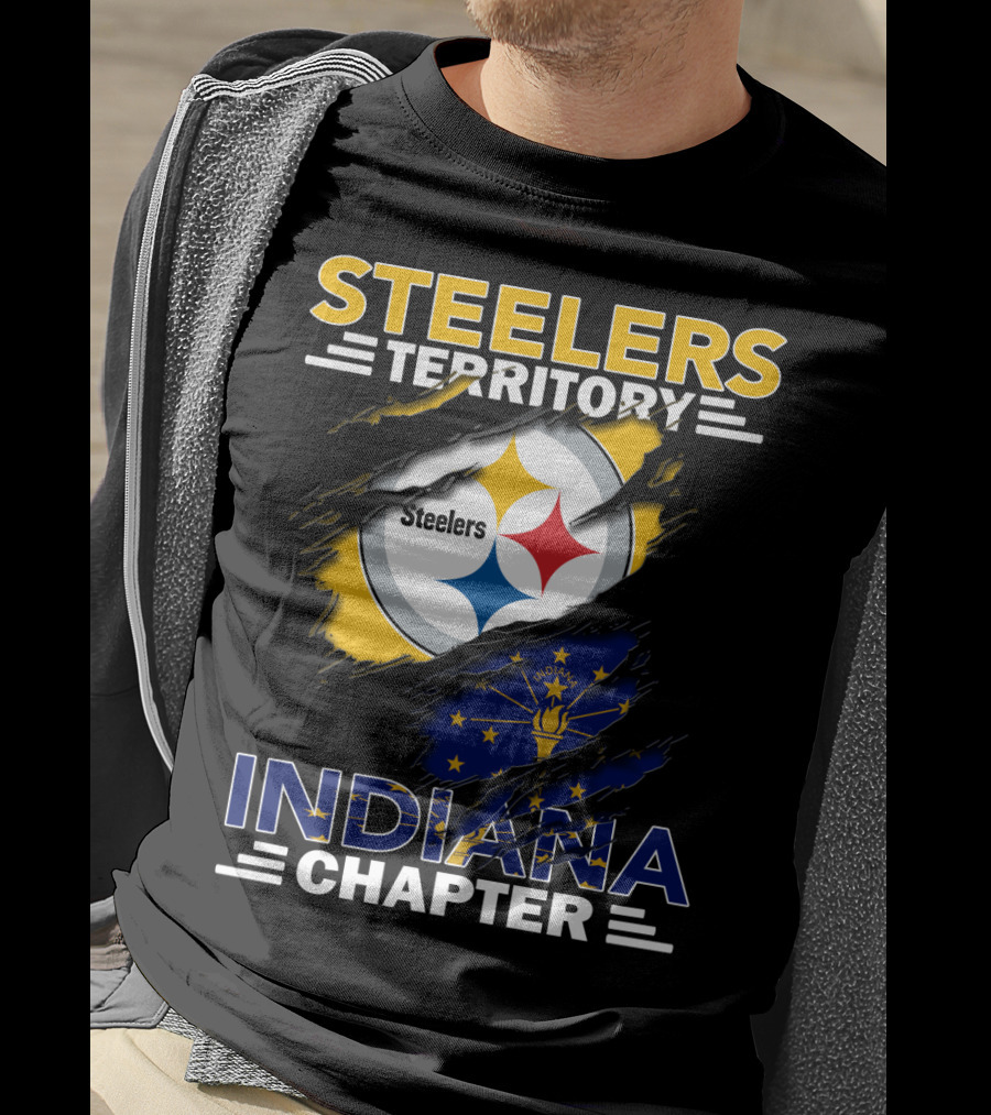 Steelers Territory Indiana Chapter Logo With Flag T-Shirt