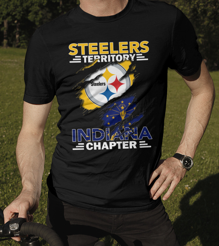 Steelers Territory Indiana Chapter Logo With Flag T-Shirt