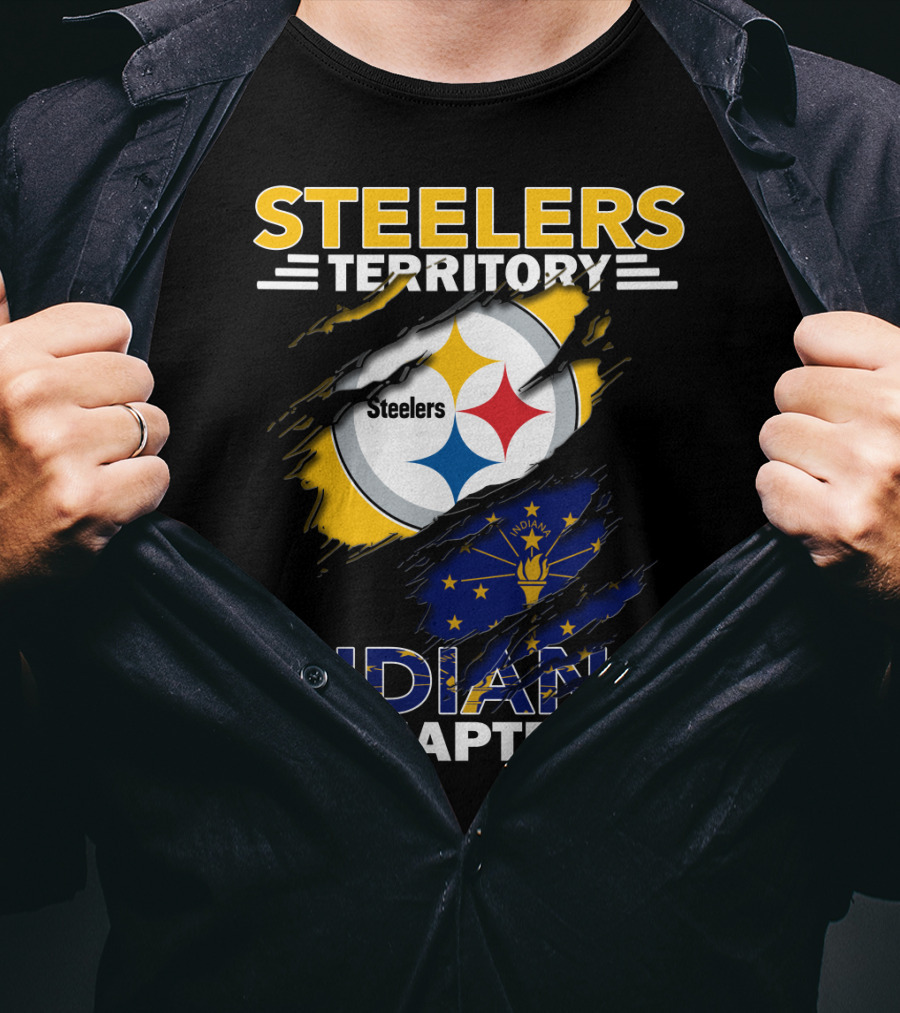 Steelers Territory Indiana Chapter Logo With Flag T-Shirt