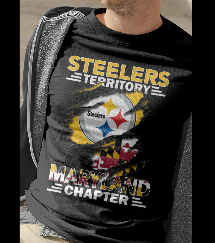 Steelers Territory Maryland Chapter Flag And Logo Mashup T-Shirt