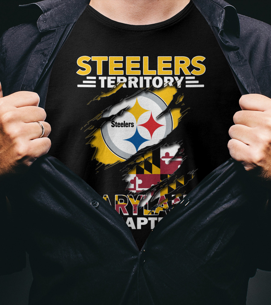 Steelers Territory Maryland Chapter Flag And Logo Mashup T-Shirt