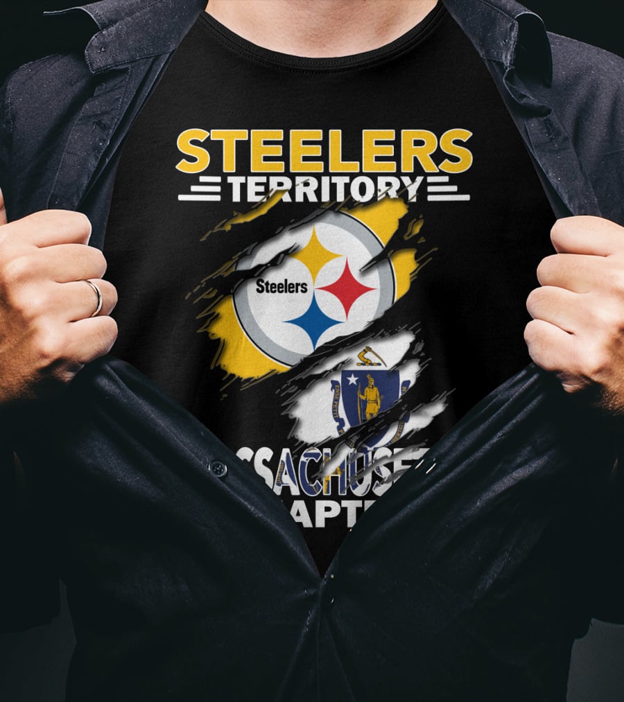 Steelers Territory Massachusetts Chapter Steelers Logo And Massachusetts State T-Shirt