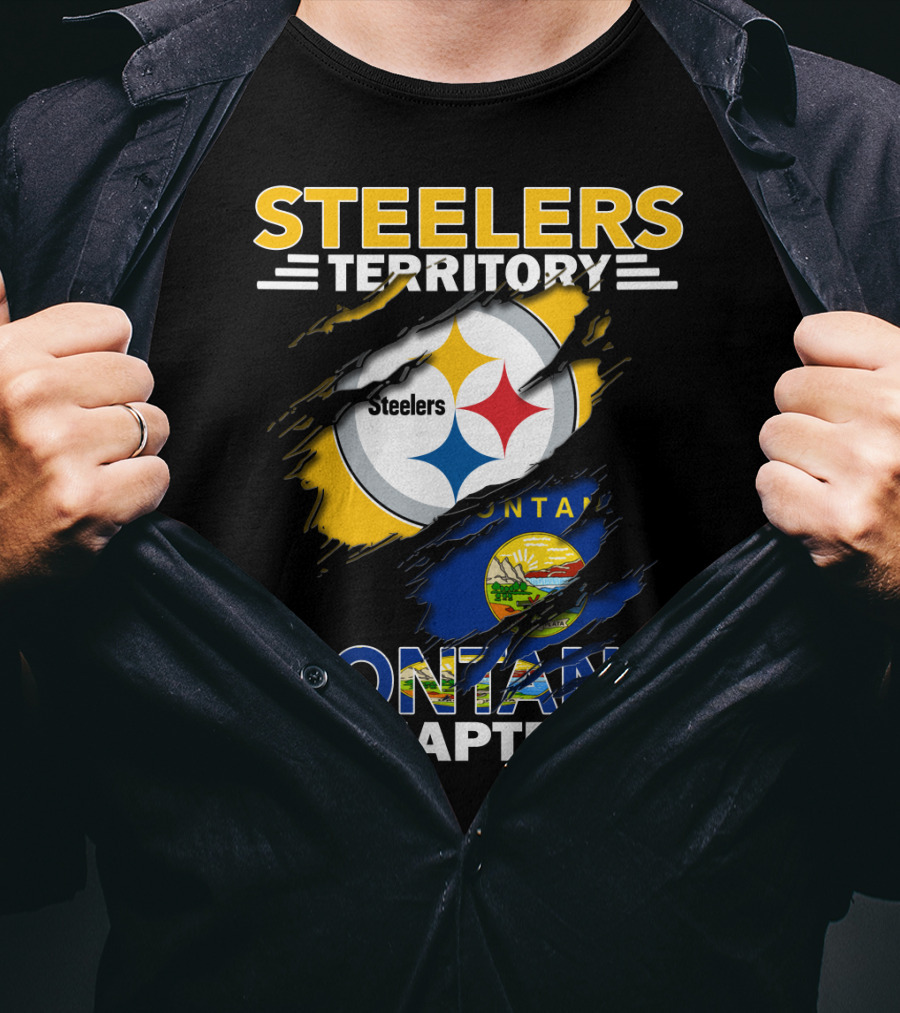 Steelers Territory Montana Chapter Steelers Logo With Montana State Flag T-Shirt