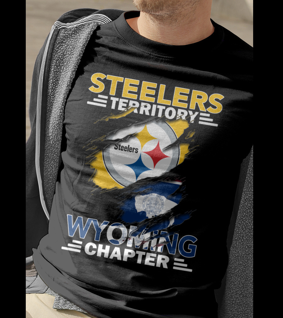 Steelers Territory Wyoming Chapter Steelers Logo Wyoming Flag T-Shirt