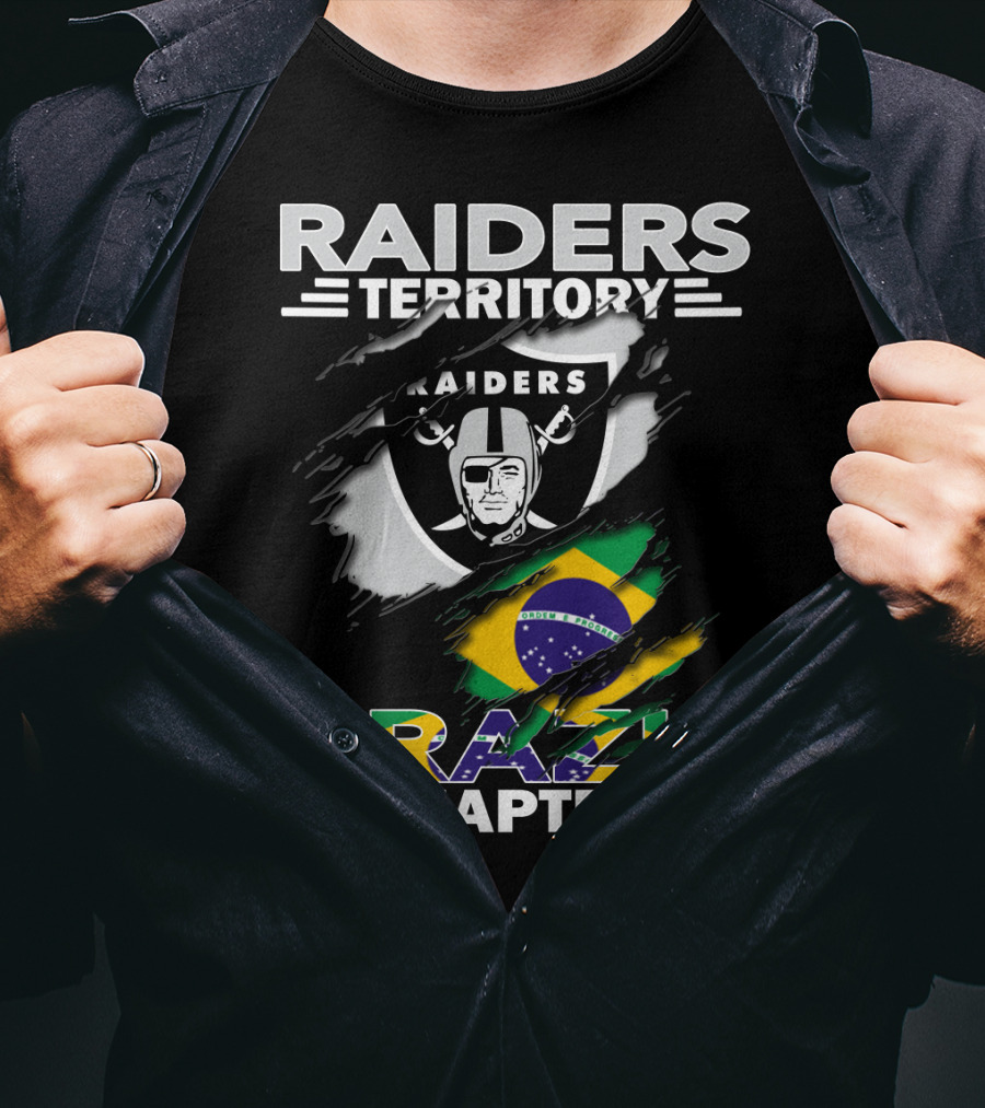 Raiders Territory Brazil Chapter Flag And Shield Mashup T-Shirt