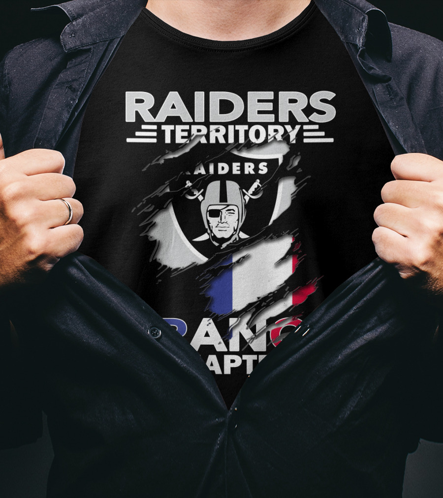 Raiders Territory France Chapter Flag And Shield T-Shirt