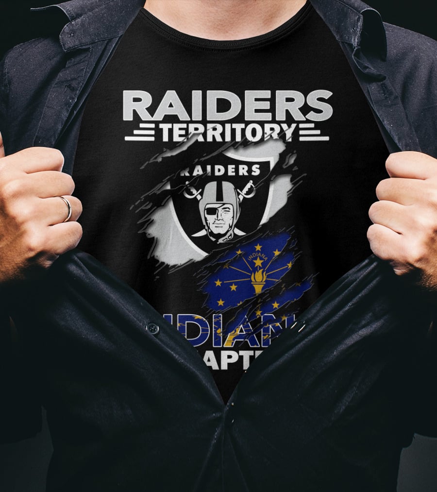 Raiders Territory Indiana Chapter Nfl Team Logo Indiana Flag Integration T-Shirt