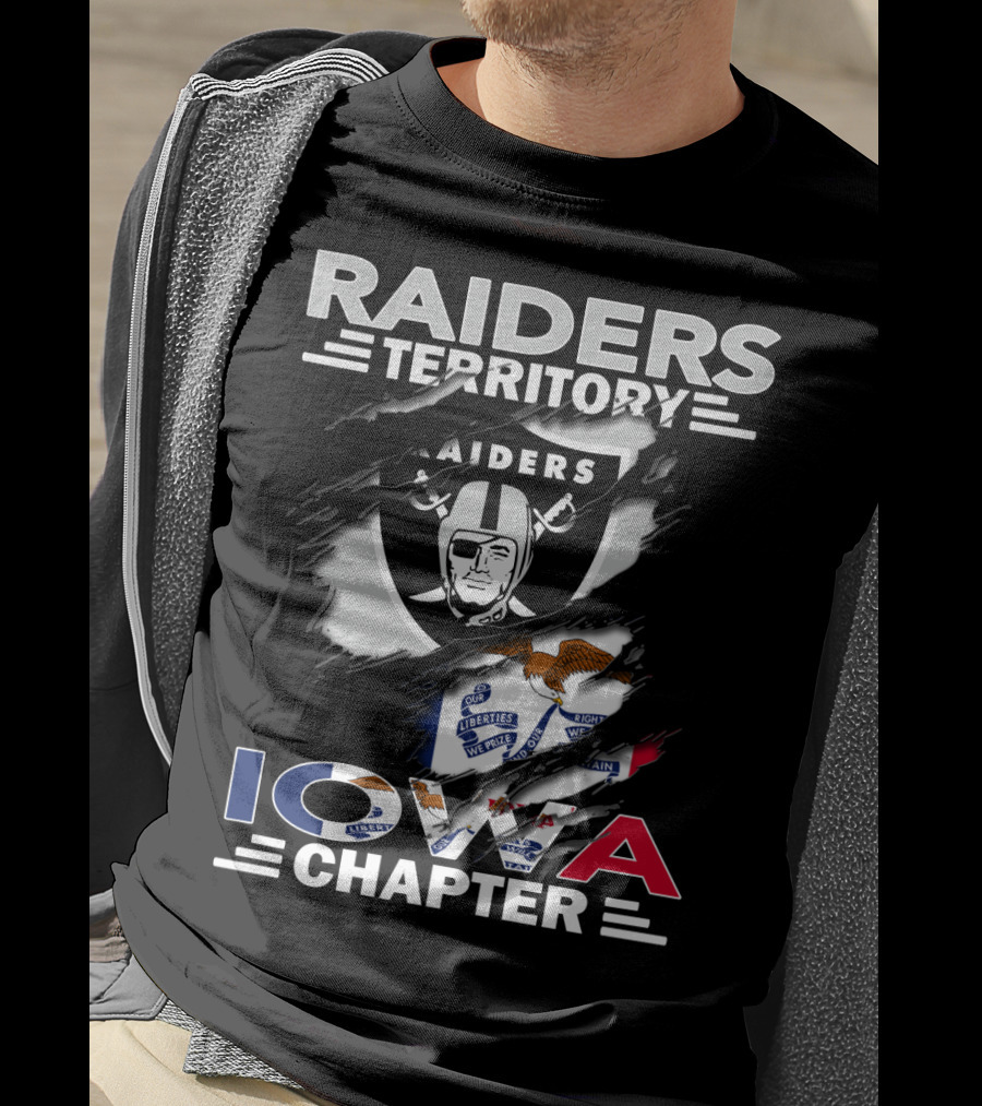 Raiders Territory Iowa Chapter Nfl Team Logo With State Flag Elements T-Shirt