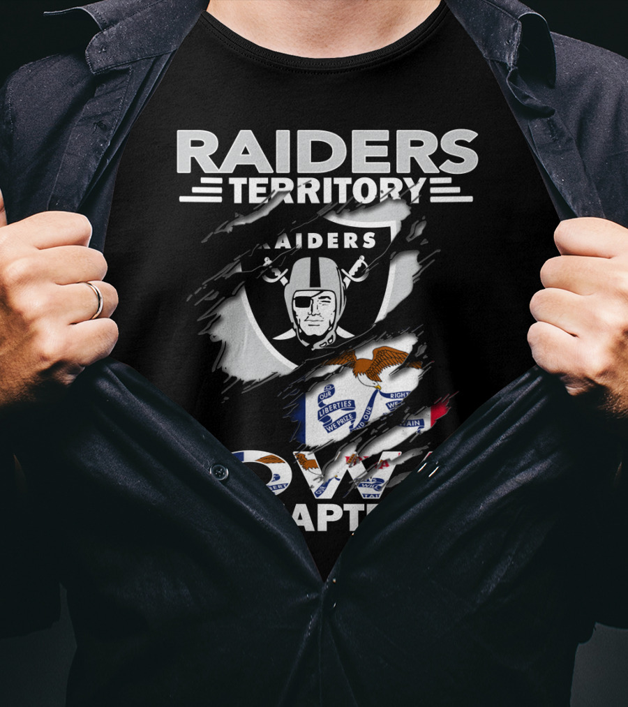 Raiders Territory Iowa Chapter Nfl Team Logo With State Flag Elements T-Shirt