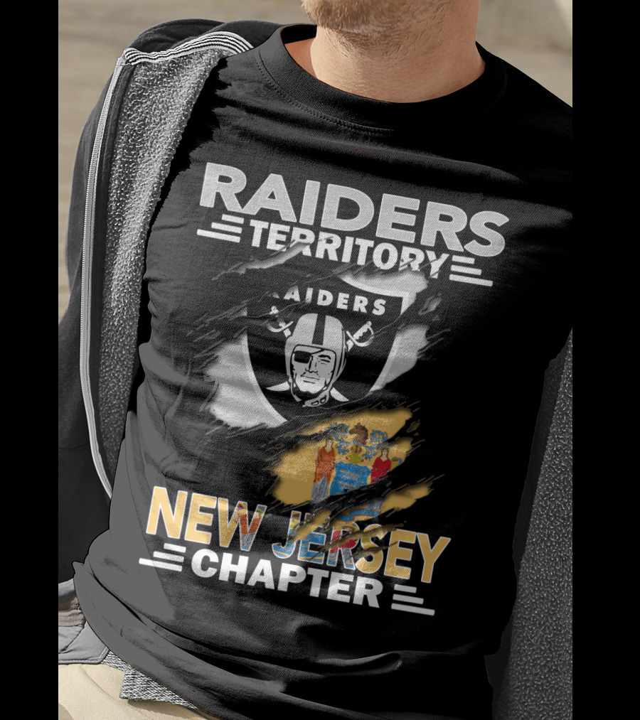 Raiders Territory New Jersey Chapter With Raiders Logo And New Jersey State Flag T-Shirt
