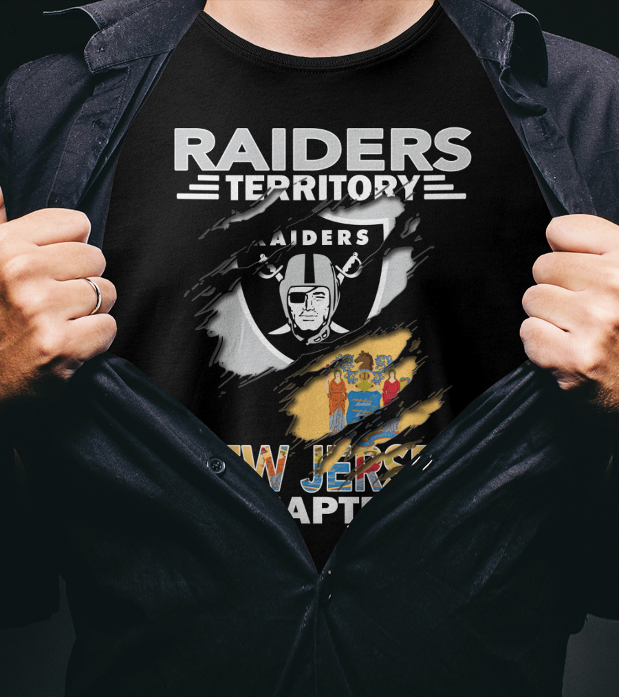 Raiders Territory New Jersey Chapter With Raiders Logo And New Jersey State Flag T-Shirt