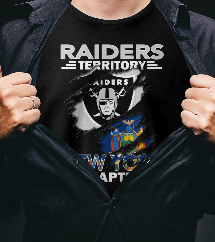 Raiders Territory New York Chapter Flag And Logo Fusion T-Shirt