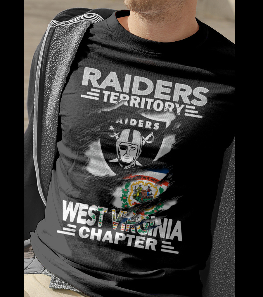Raiders Territory West Virginia Chapter Logo With State Flag And Nfl Team T-Shirt