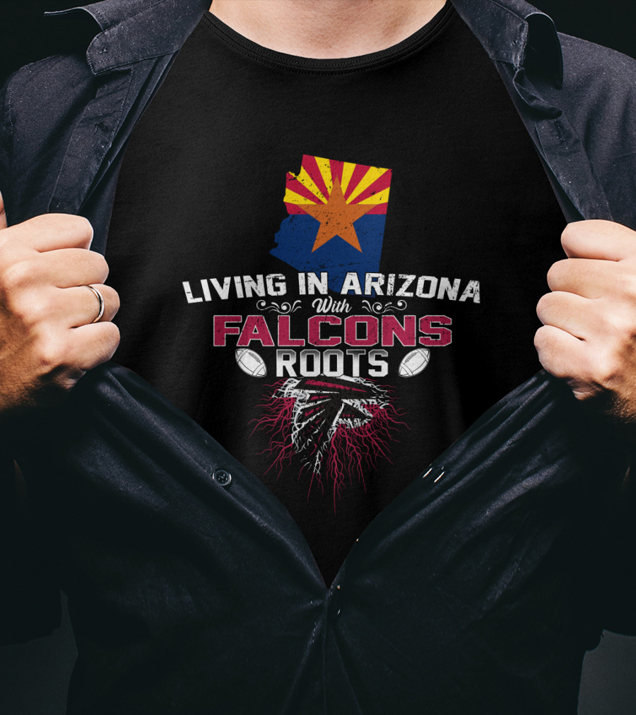 Living In Arizona With Atlanta Falcons Roots Football Map T-Shirt