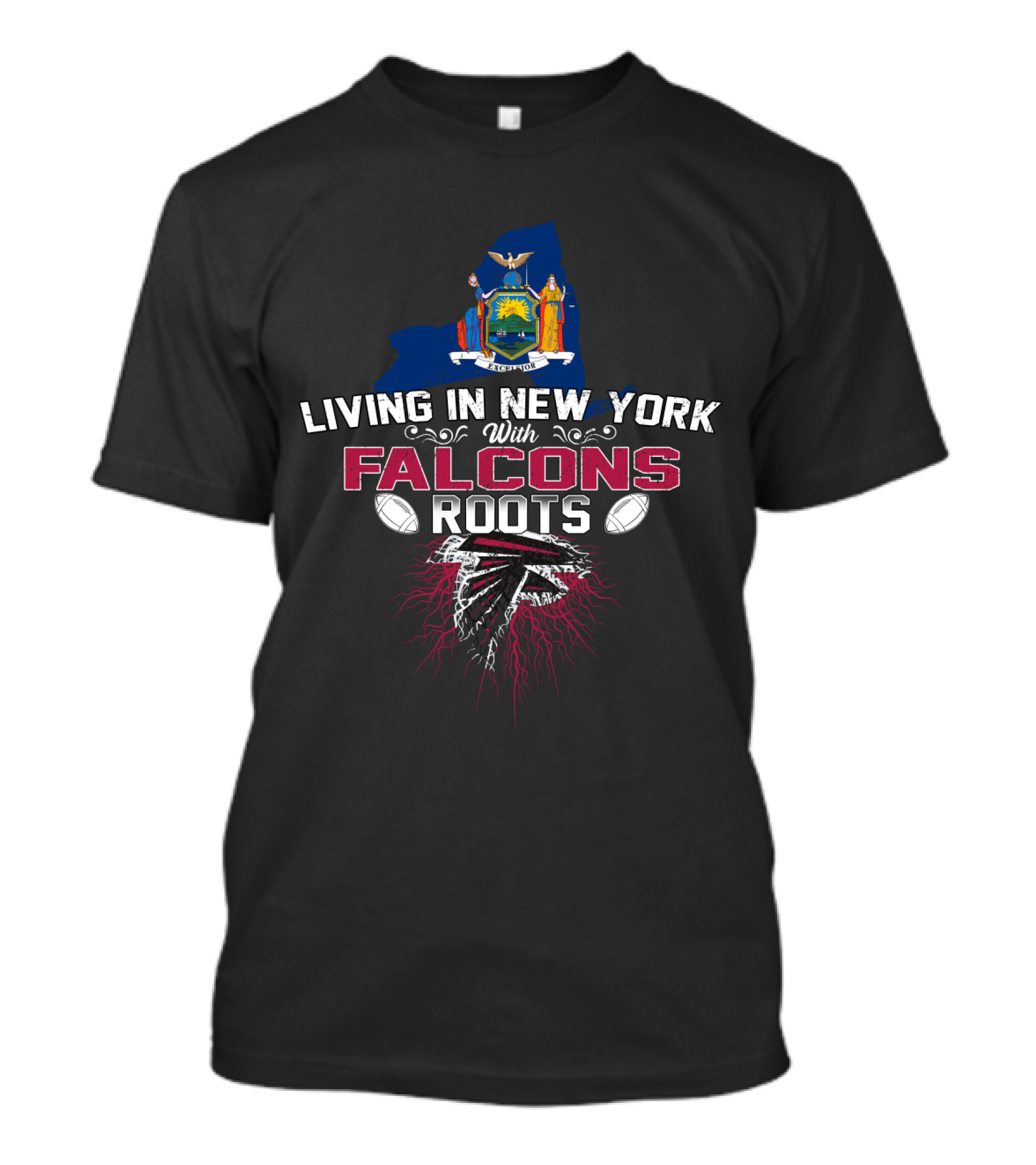 Living In New York With Falcons Roots NFL Football Heritage T-Shirt