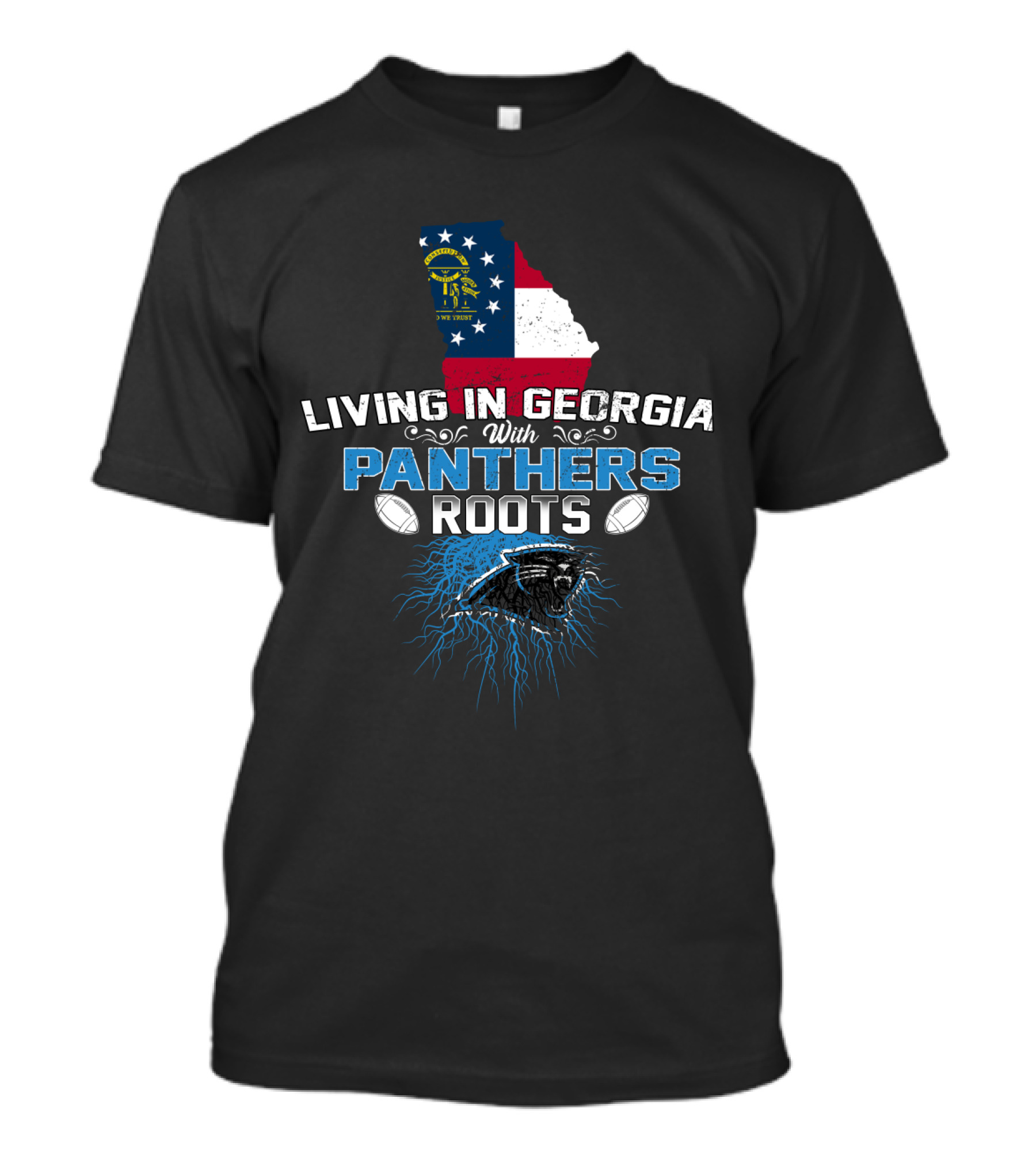 Living In Georgia With Panthers Roots Football Pride T-Shirt