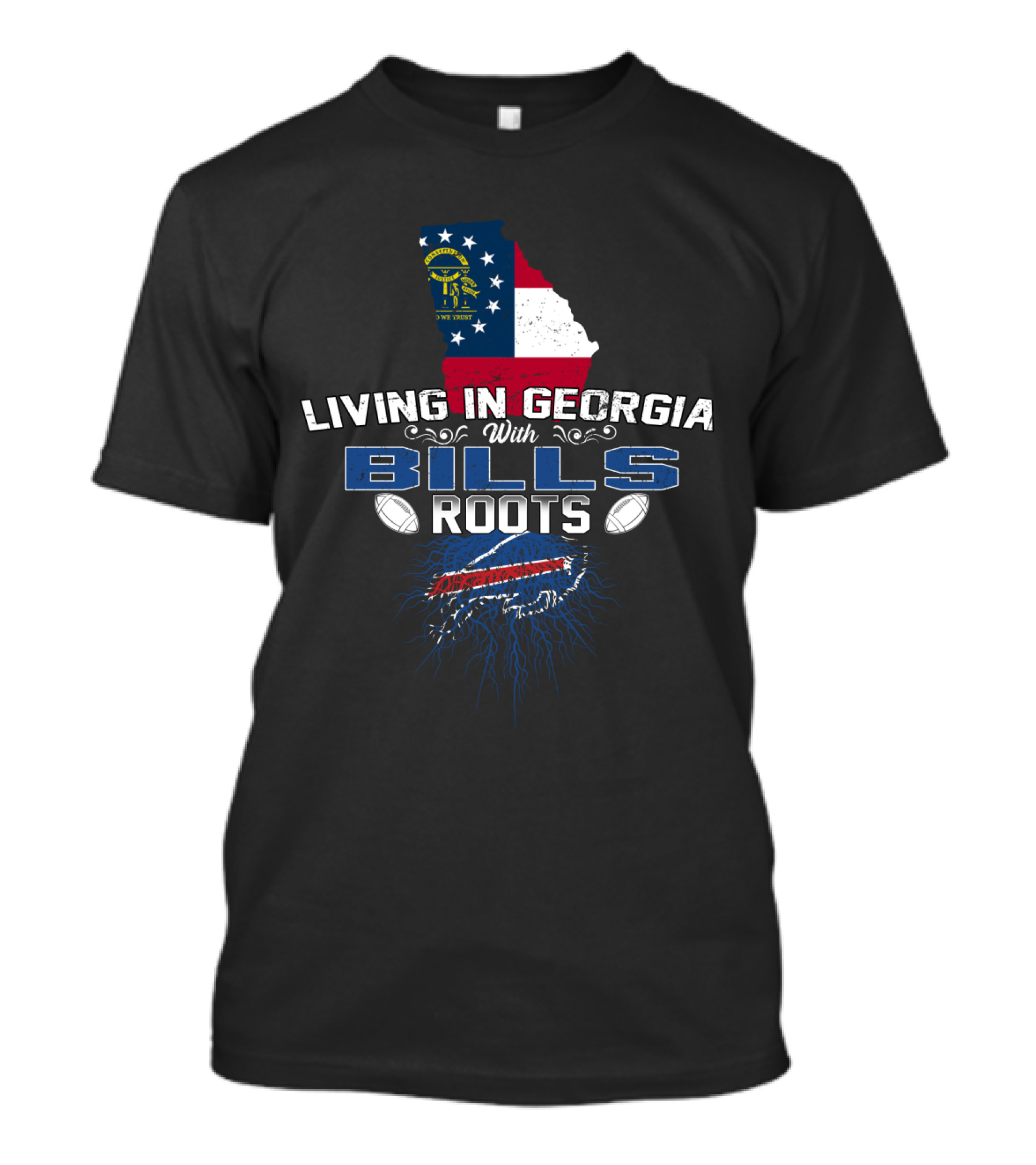 Living In Georgia With Bills Roots Flag Football Team Heritage T-Shirt
