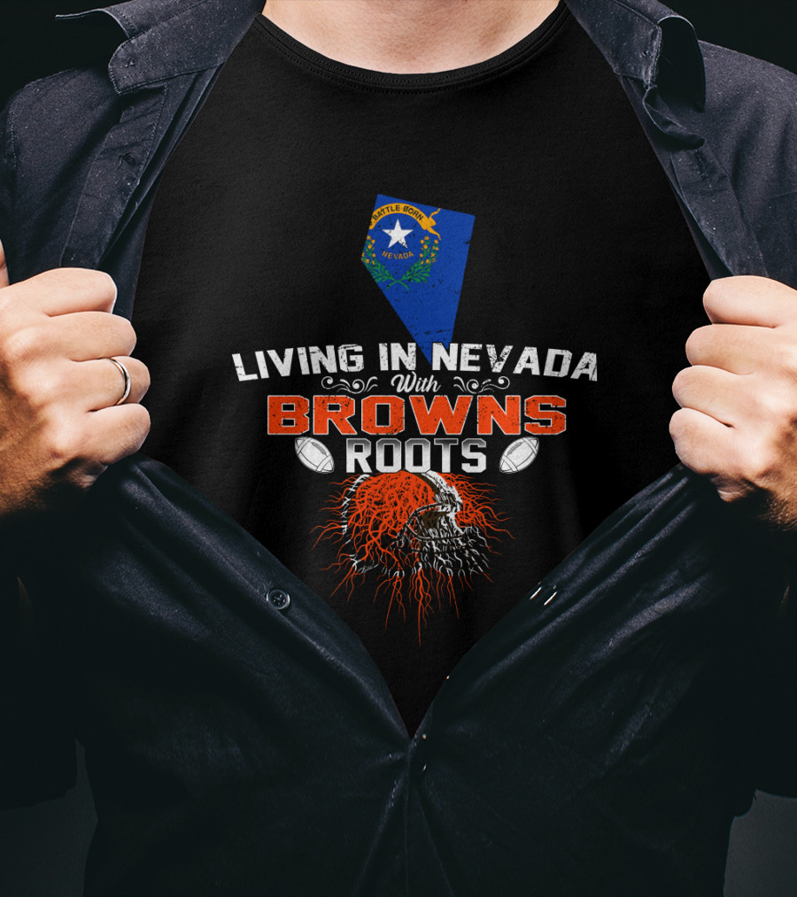 Living In Nevada With Browns Roots Castle Rock Nevada Football Helmet T-Shirt