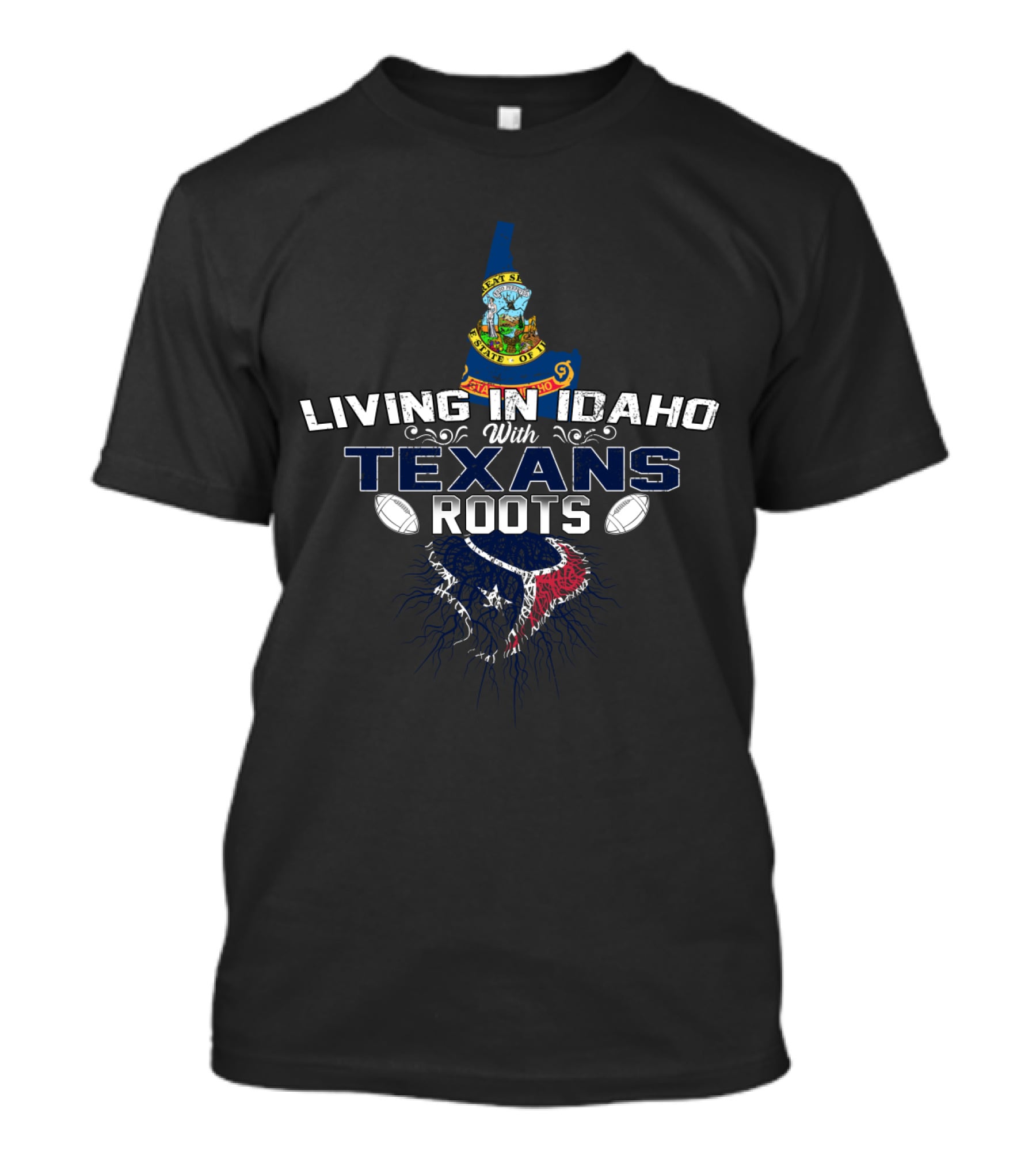 Living In Idaho With Texans Roots Embracing Football Passion T-Shirt