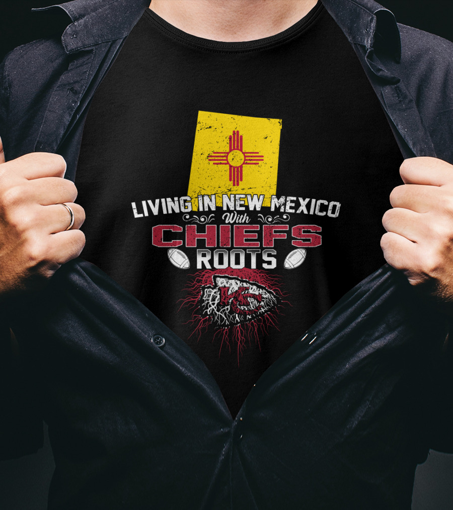 Living In New Mexico With Chiefs Roots Zia Symbol Football T-Shirt