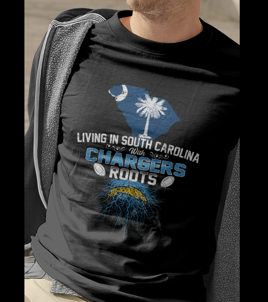 Living In South Carolina Proudly Celebrating Chargers Roots With State Flag Iconography T-Shirt