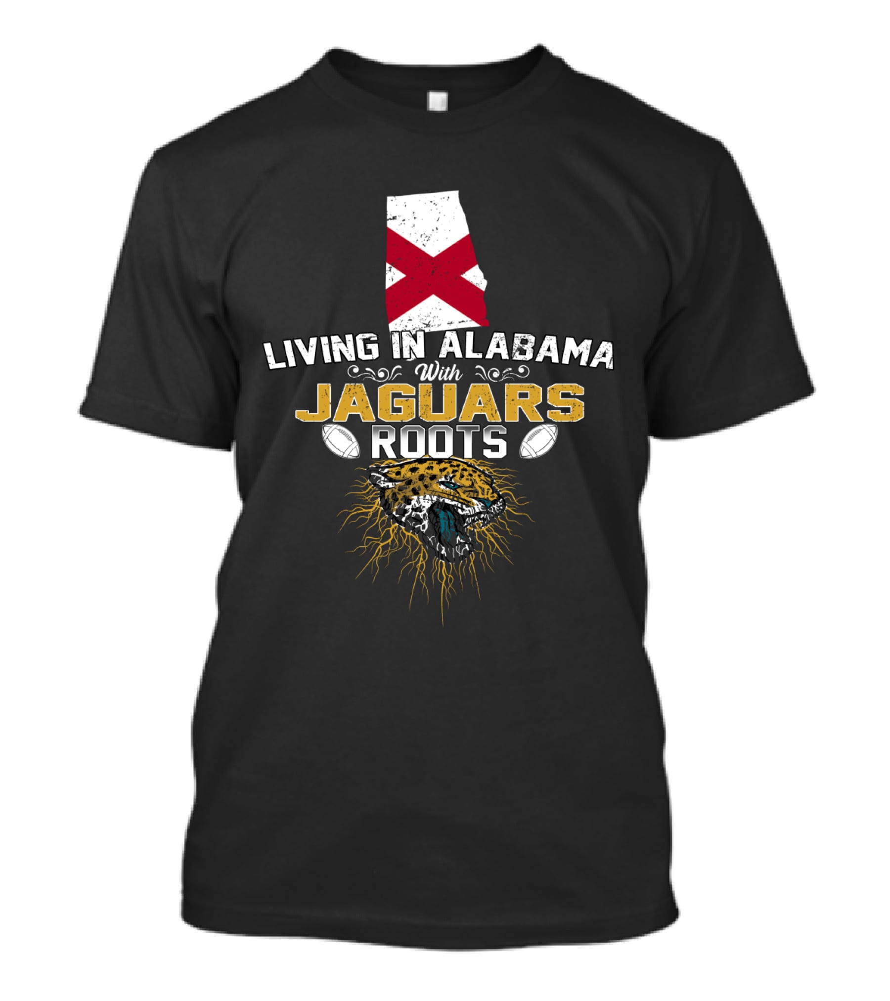 Living In Alabama With Jaguars Roots Football Pride T-Shirt