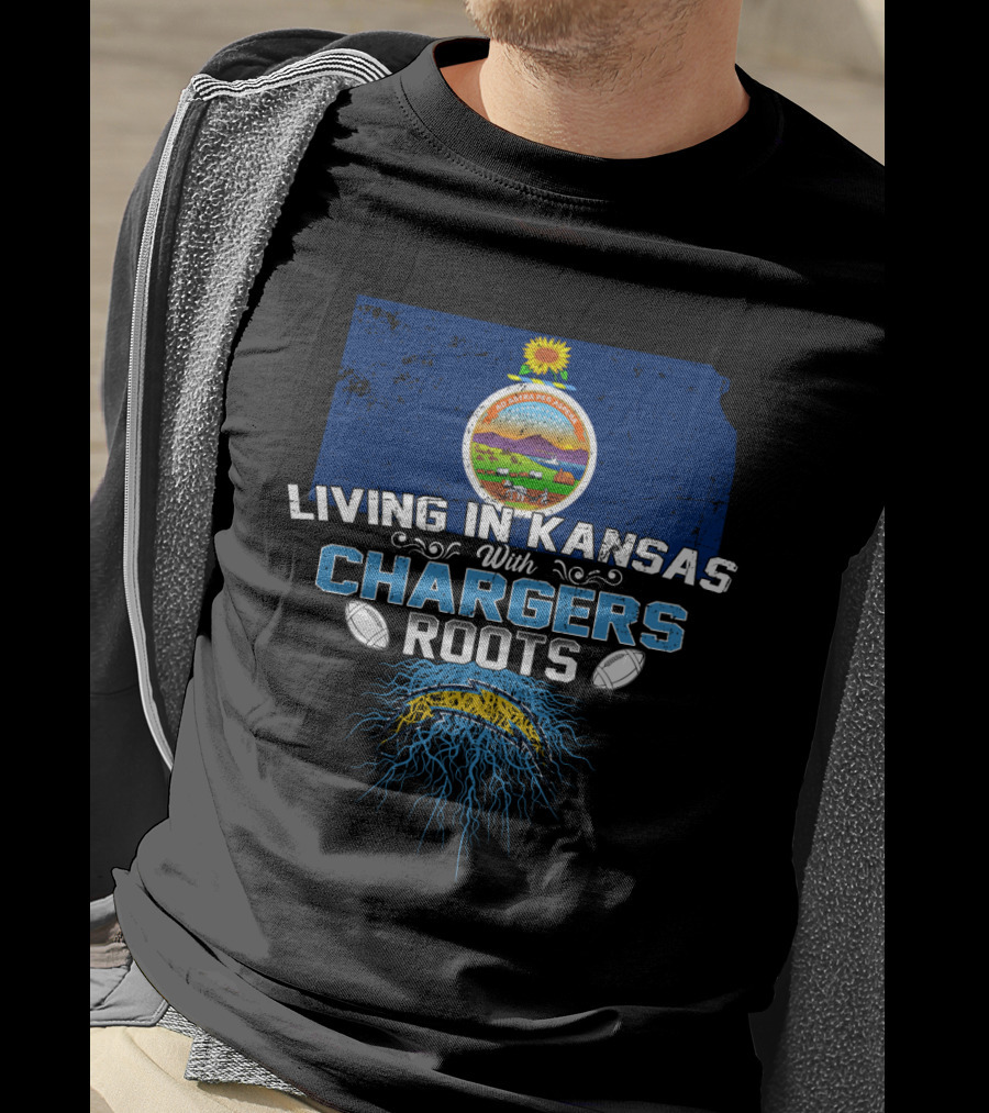 Living In Kansas With Chargers Roots Football Team Heritage T-Shirt