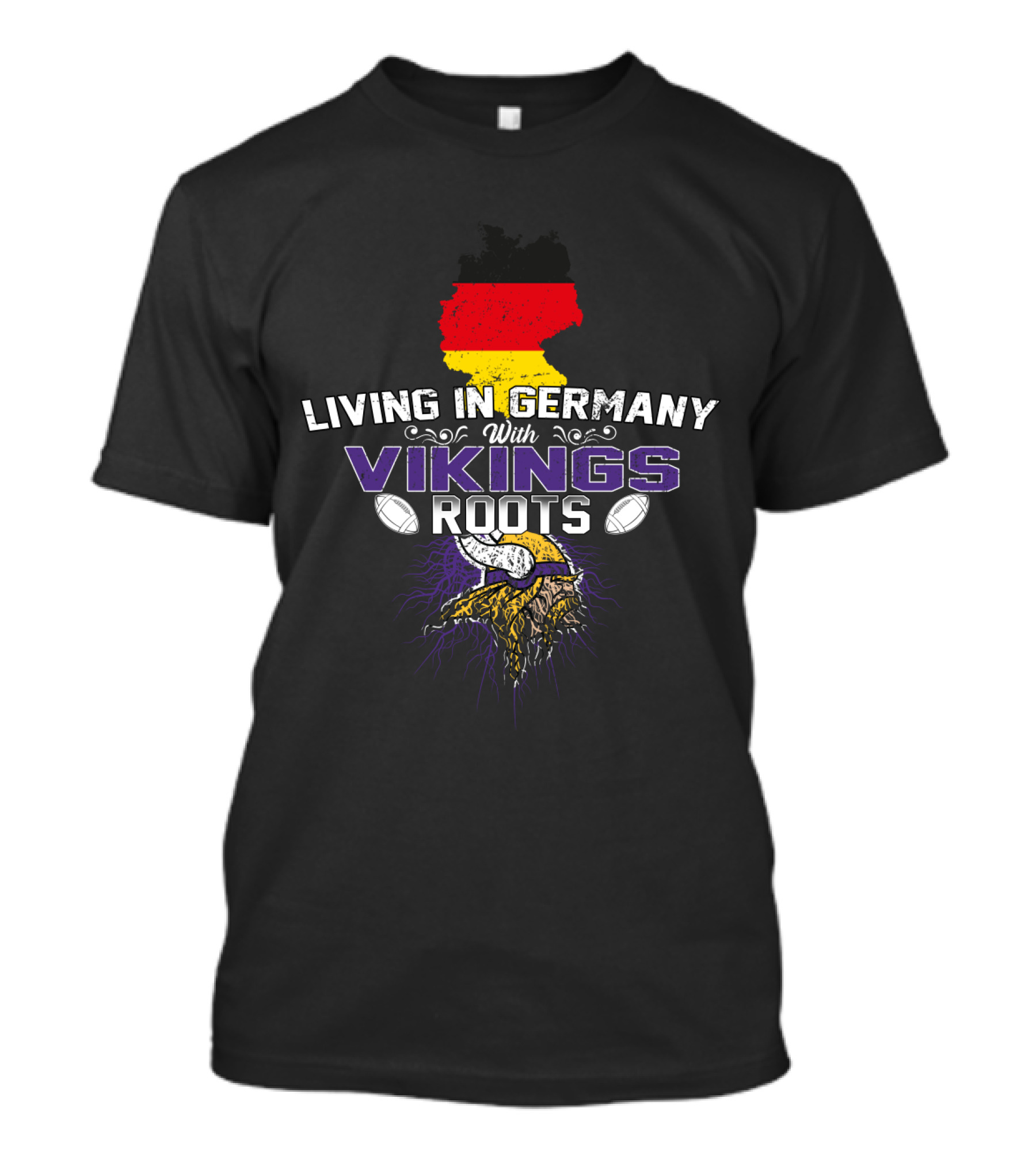 Living In Germany Embracing Viking Heritage With German Flag Roots And Horned Helmet T-Shirt