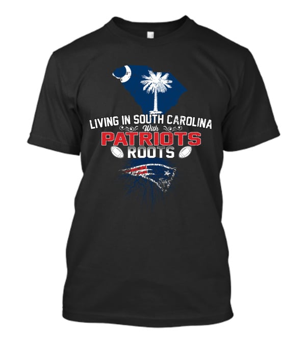 Living In South Carolina With Patriots Roots South Carolina Map Palmetto Crescent Patriots Logo Footballs T-Shirt