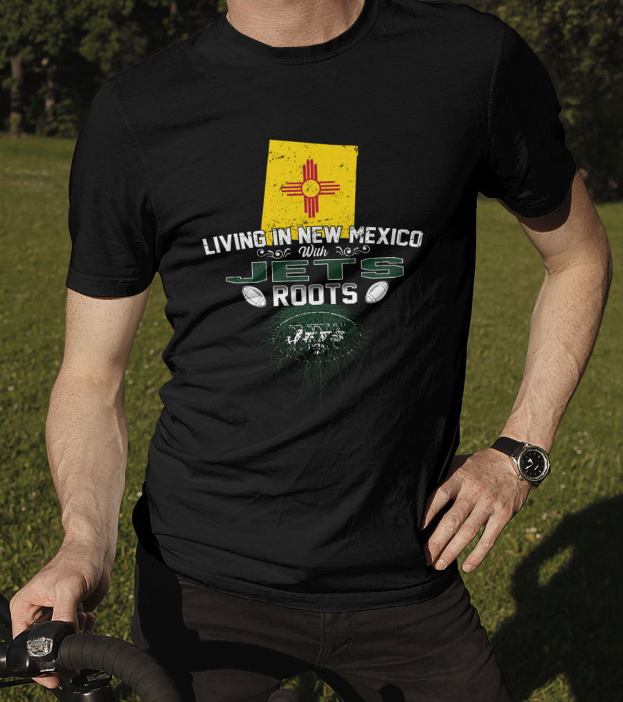 Living In New Mexico With Jets Roots New Mexico Flag Football Helmet T-Shirt