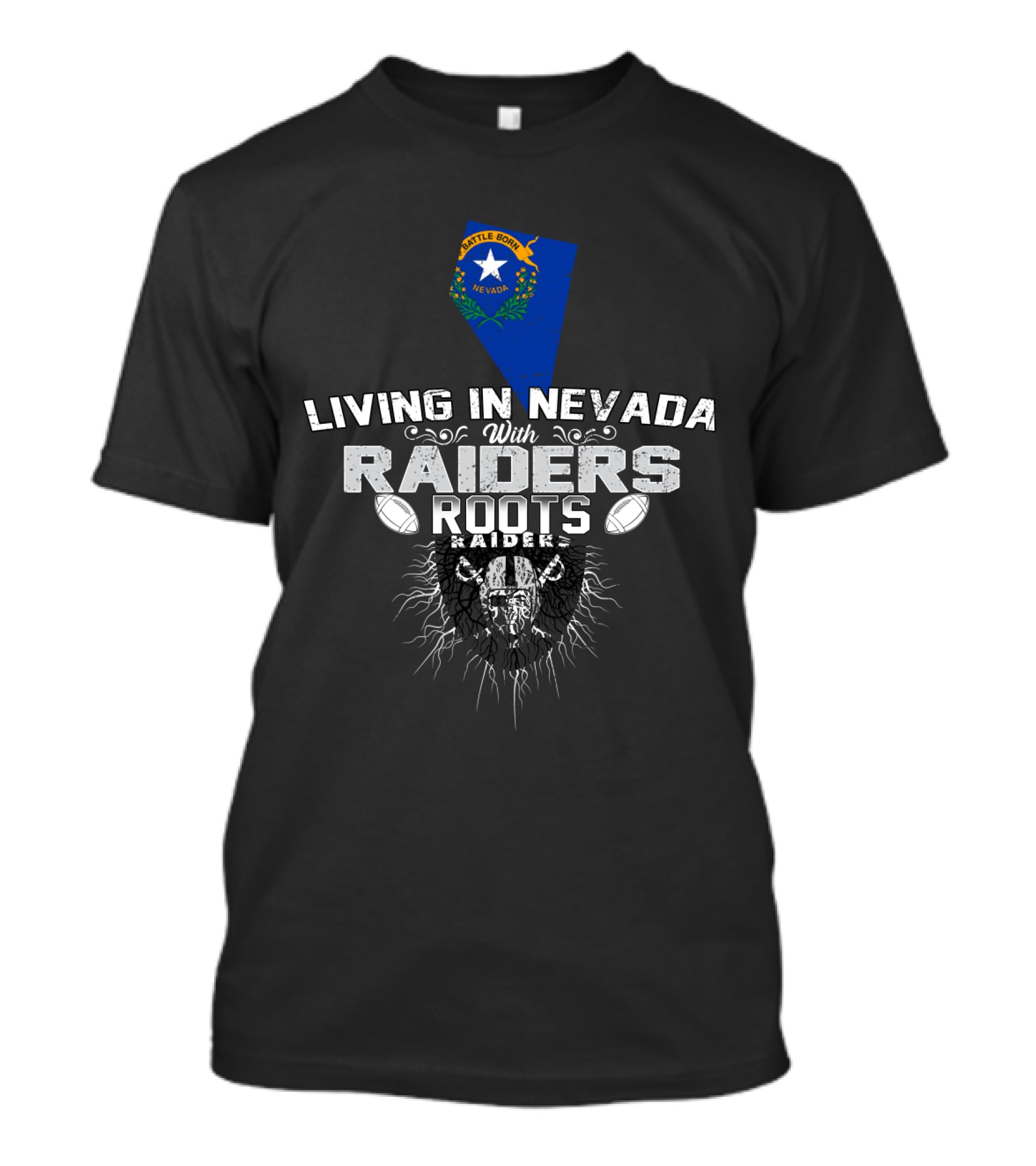 Living In Nevada With Raiders Roots Nevada Silver Star Football Chiefs T-Shirt