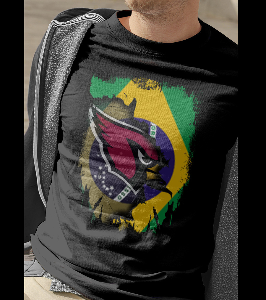 Together Brazil With Arizona Cardinals Flag Fusion T-Shirt