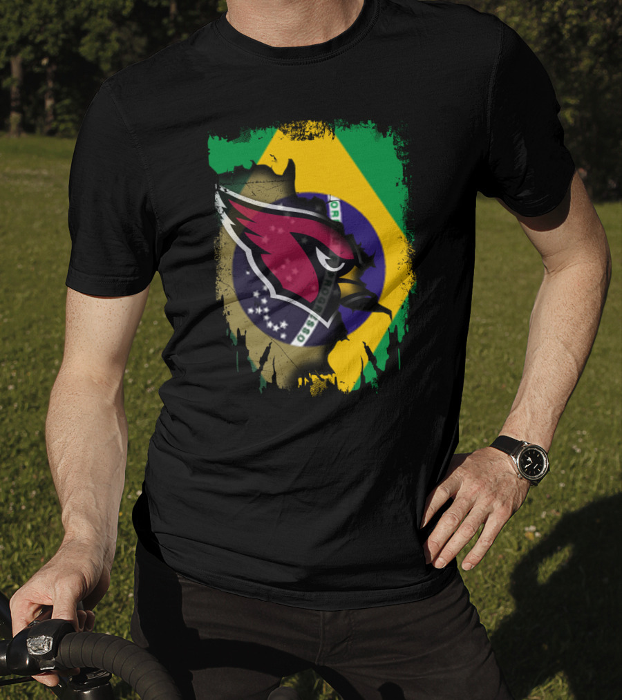 Together Brazil With Arizona Cardinals Flag Fusion T-Shirt