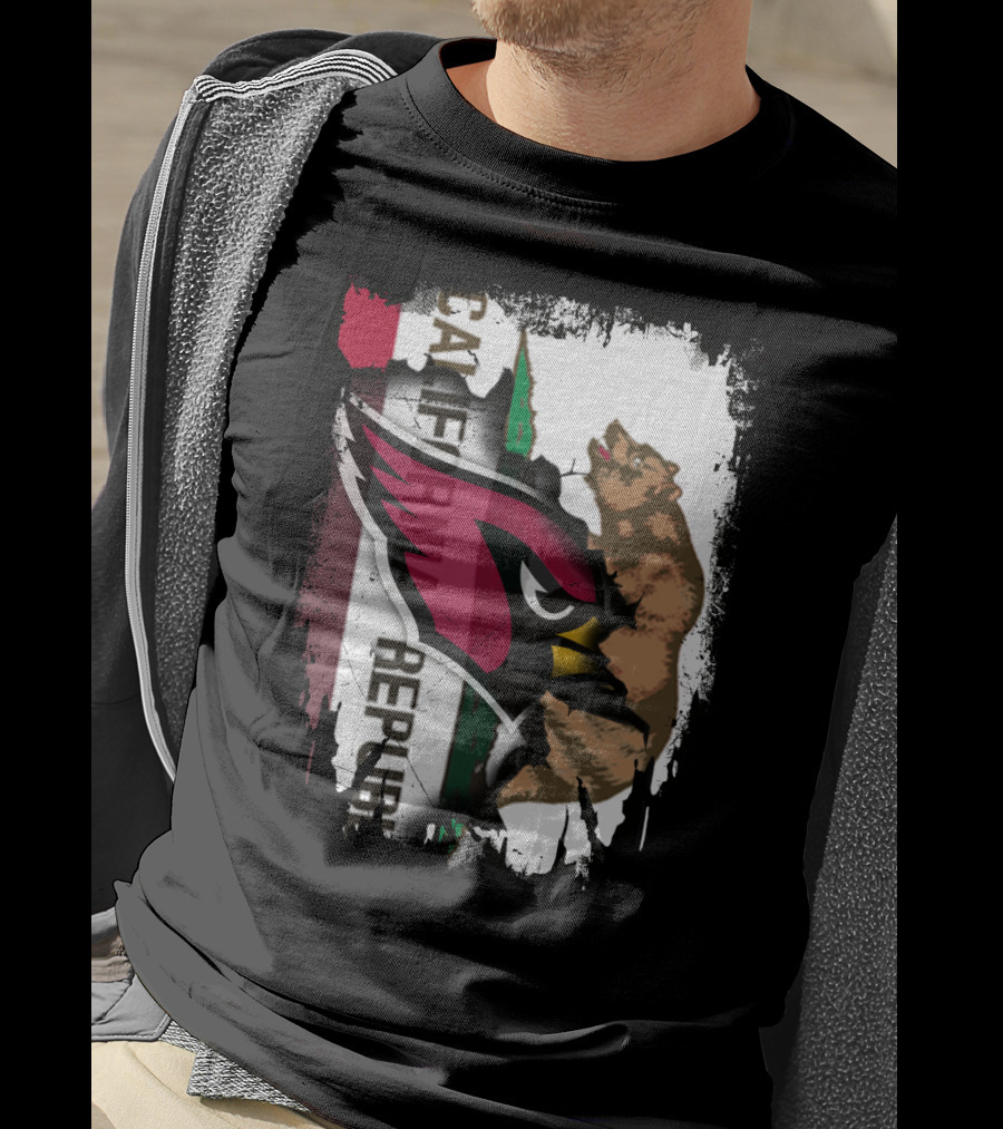 California Republic With Cardinals Logo And Bear T-Shirt