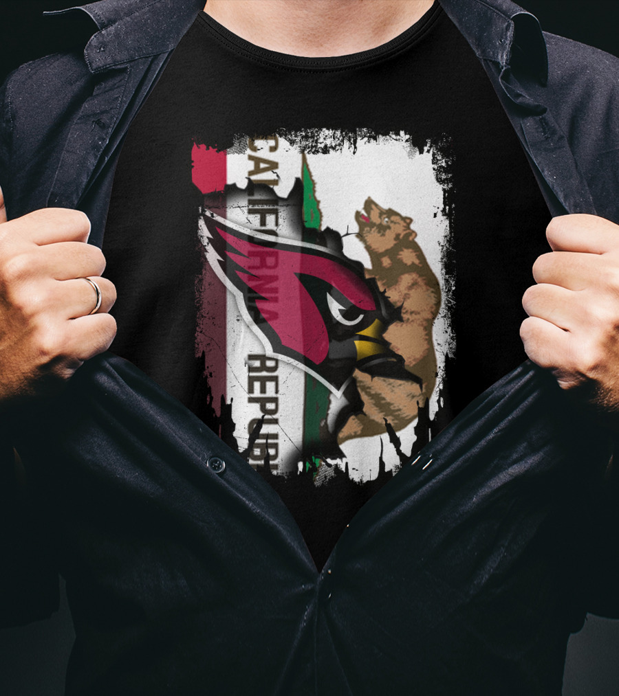 California Republic With Cardinals Logo And Bear T-Shirt