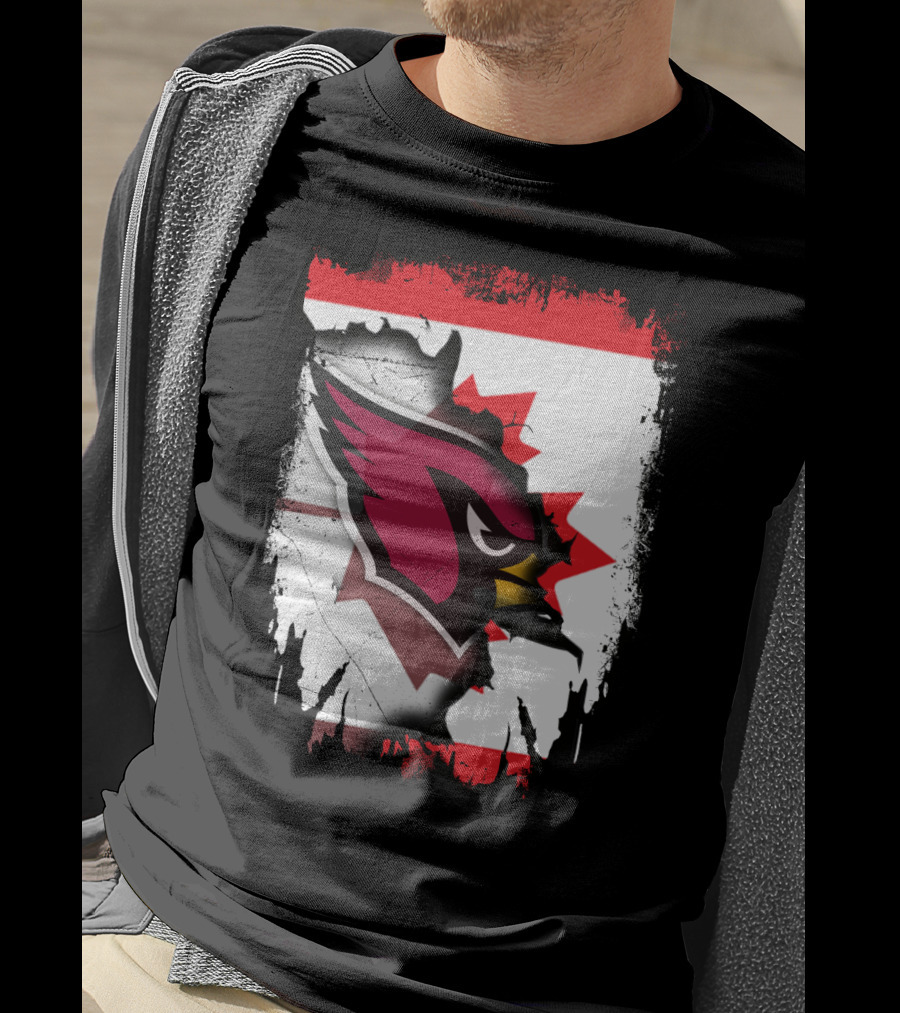 Canada Flag Background With Arizona Cardinals T-Shirt