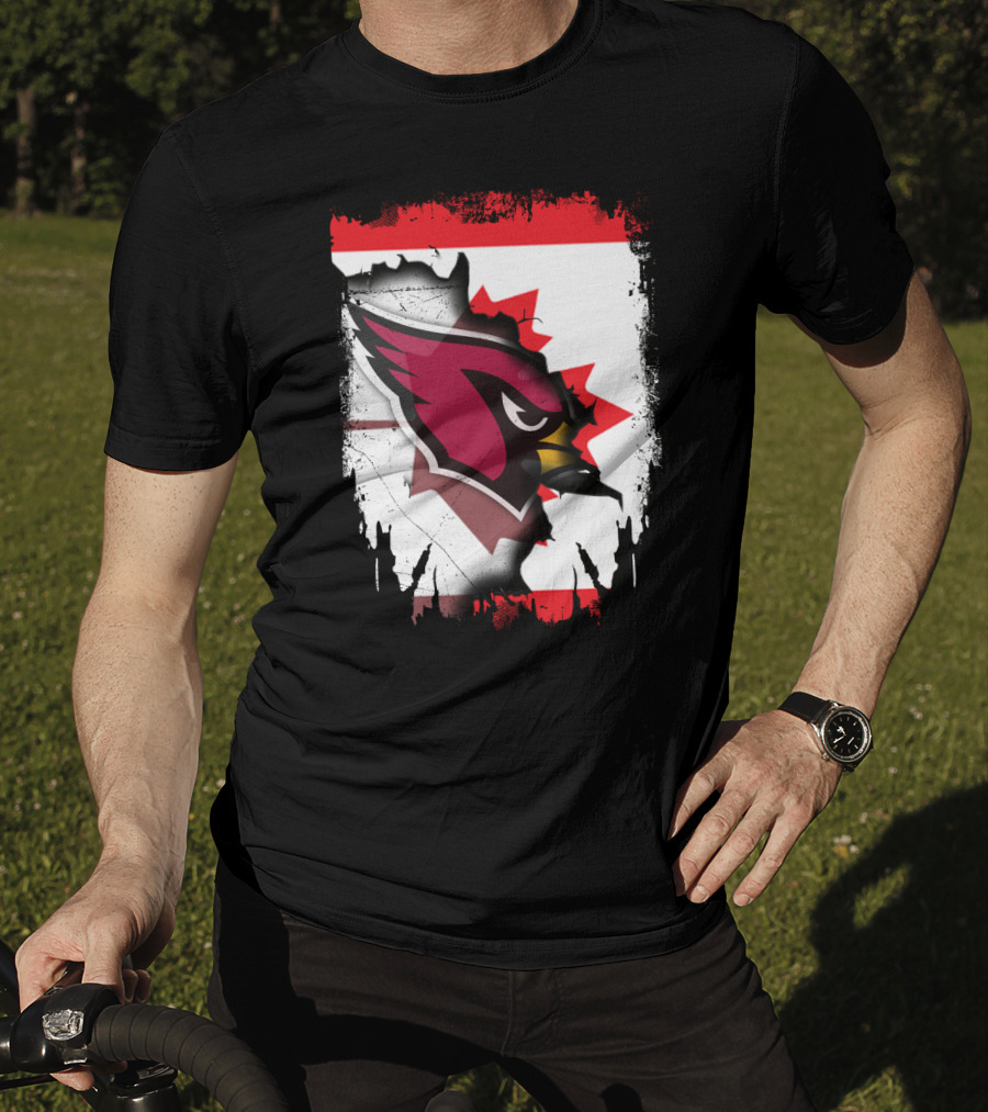 Canada Flag Background With Arizona Cardinals T-Shirt