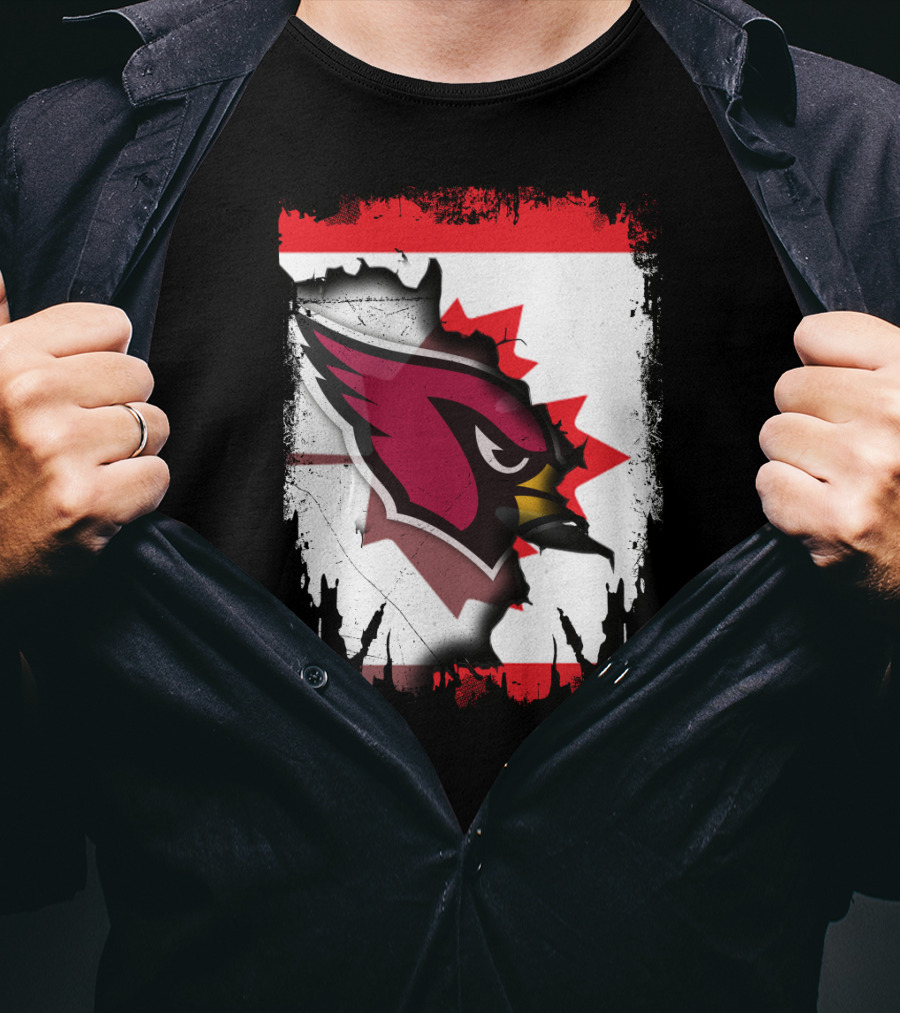 Canada Flag Background With Arizona Cardinals T-Shirt