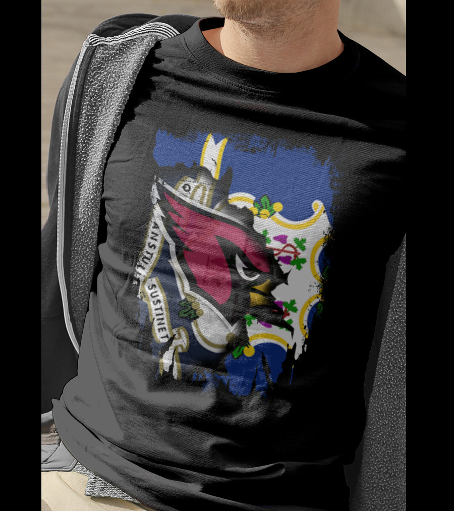 Connecticut State Flag With Cardinals Logo E Pluribus Unum Together T-Shirt