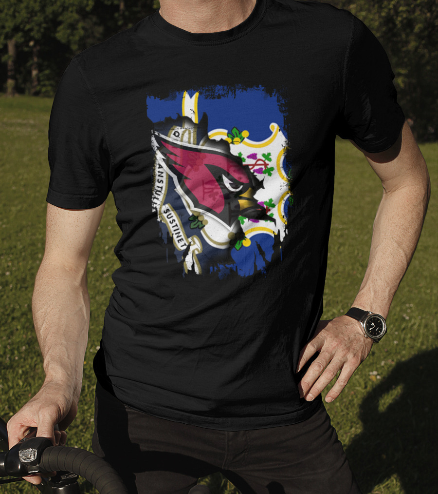 Connecticut State Flag With Cardinals Logo E Pluribus Unum Together T-Shirt