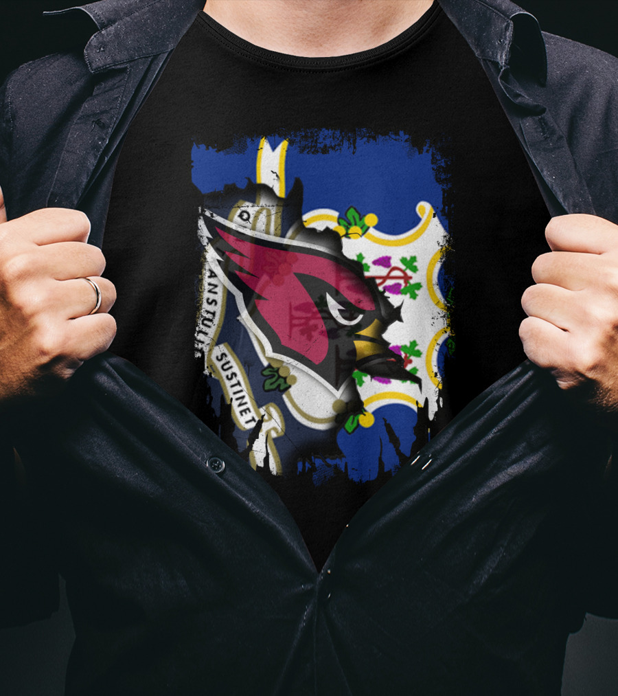 Connecticut State Flag With Cardinals Logo E Pluribus Unum Together T-Shirt