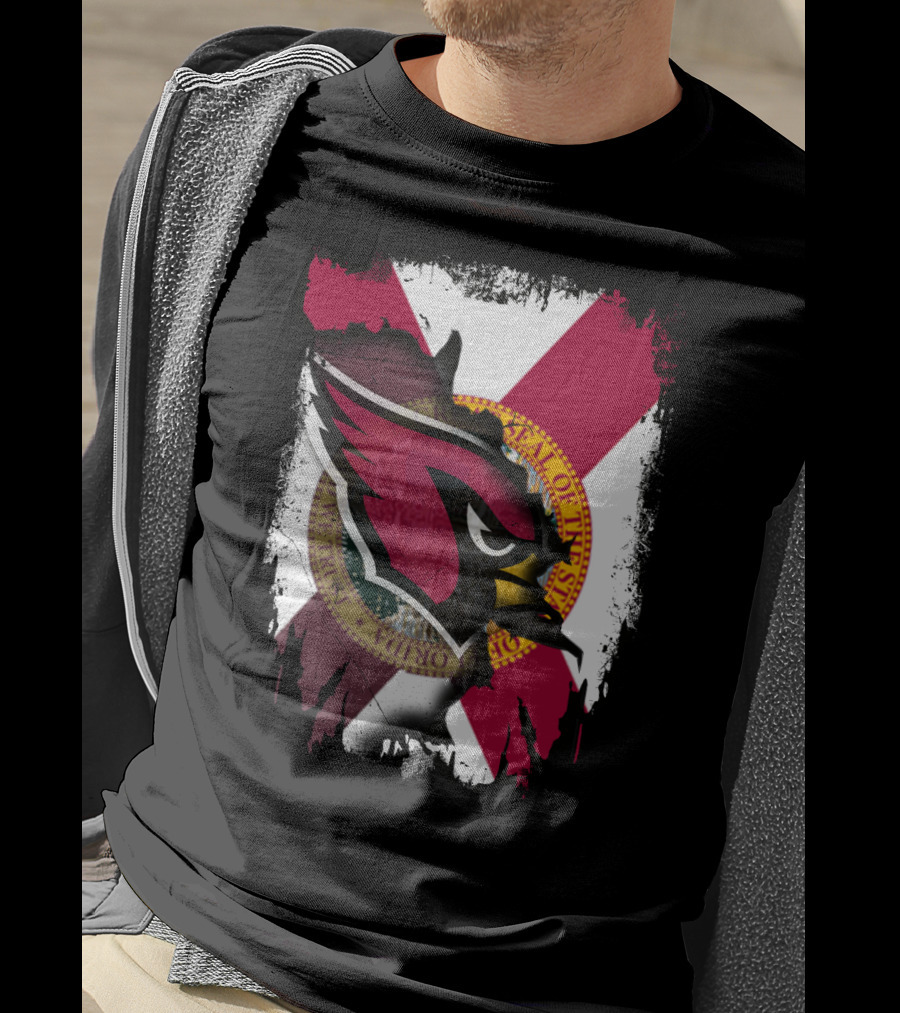 Florida State Flag With Cardinals Logo Fusion T-Shirt