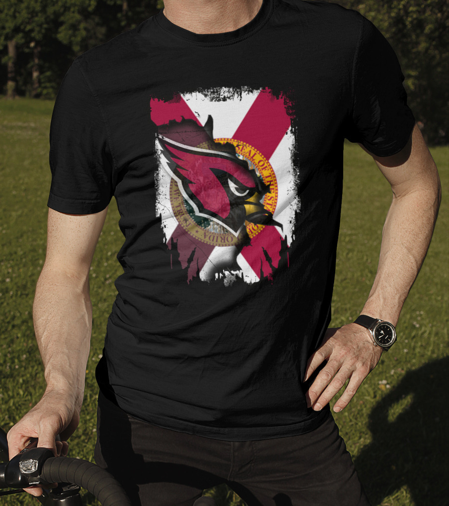 Florida State Flag With Cardinals Logo Fusion T-Shirt