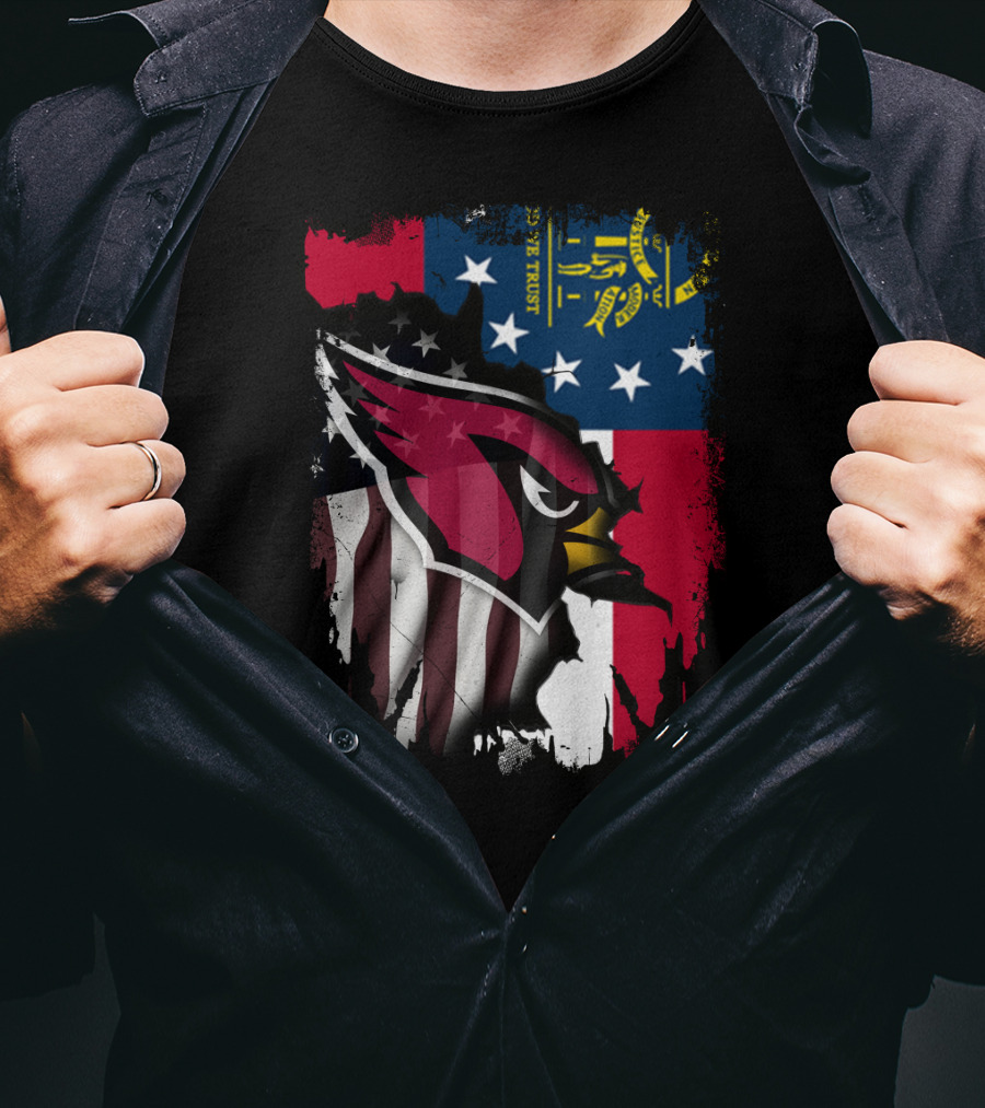 Georgia State Flag With Cardinals Logo Integration T-Shirt