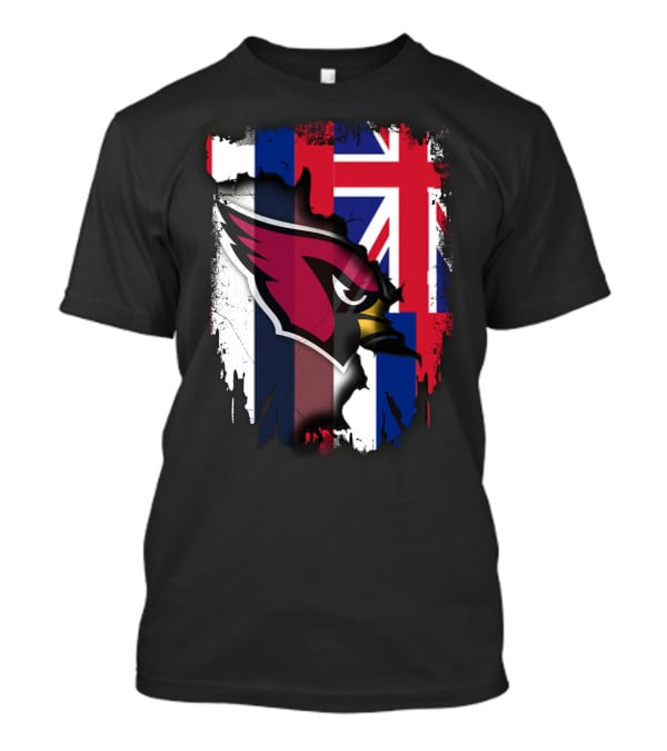 Hawaii Flag With Cardinals Logo Overlapping T-Shirt