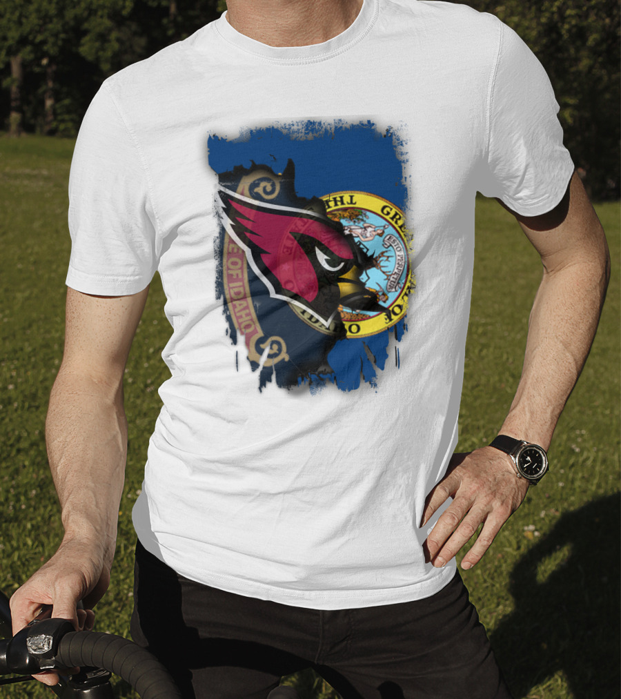 Idaho State Pride With Cardinals Football Emblem Fusion T-Shirt