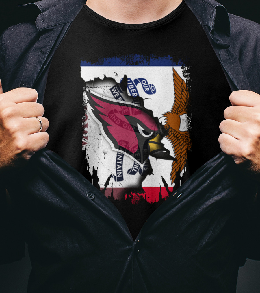Together Iowa Flag And Cardinals With Eagle T-Shirt